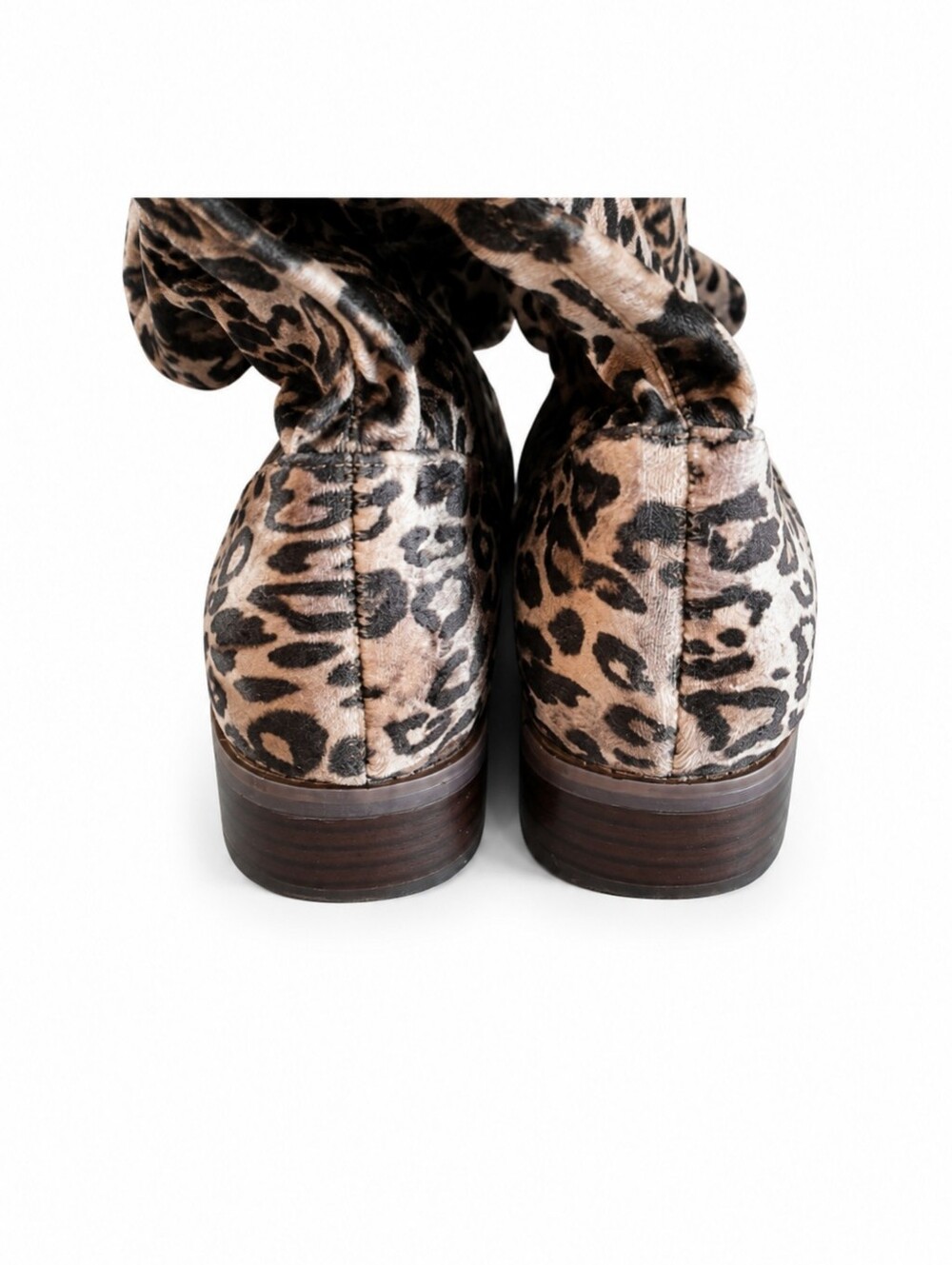 Very Volatile Leopard Knee High Boots Size 7 Y2K Slouchy Animal Print Tall Boots - Picture 9 of 12
